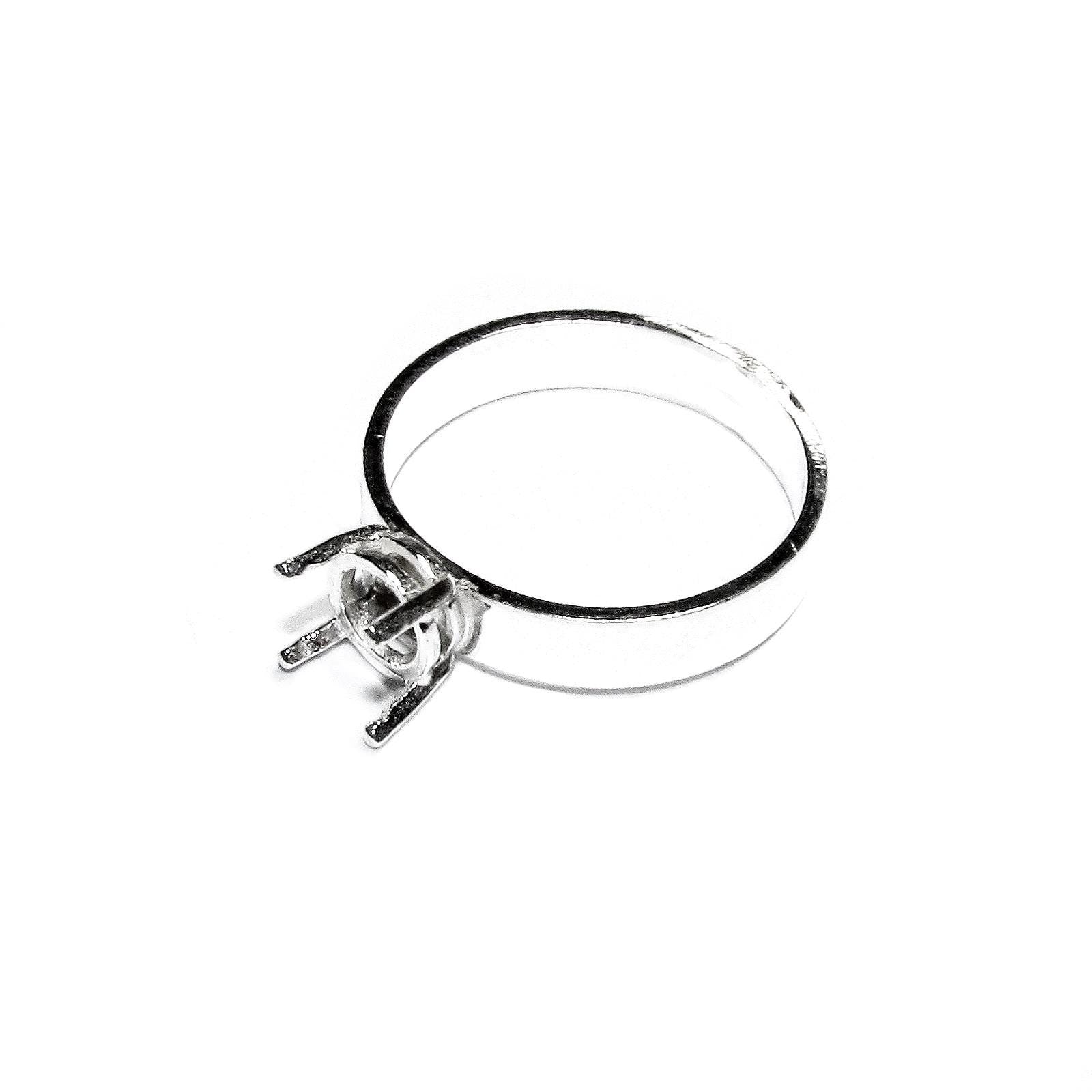 925 sterling silver blank ring with 4-prong setting 8 mm size 4-11, silver ring, Jewelry making, base ring, Setting, Prong setting - 1 piece