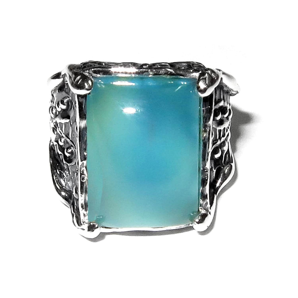 Blue chalcedony ring 925 sterling silver, size 5, Handmade ring, single copy, 925 sterling silver, Blue chalcedony, silver ring, gemstone