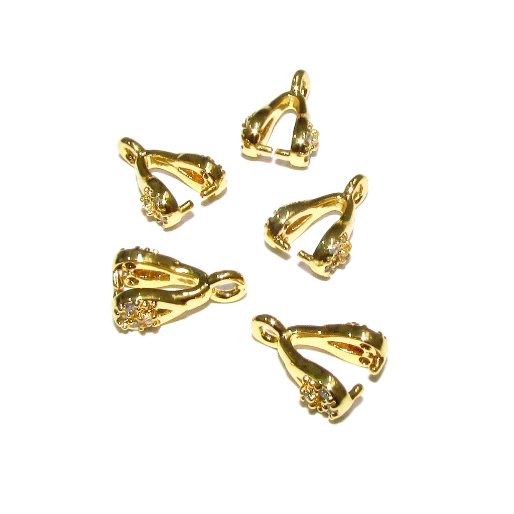 14K Yellow gold filled Pinch Pendant Bail, Jewelry making, bail with loop, Bail, Gold filled, Bail gold filled, Bail finding - 1 piece