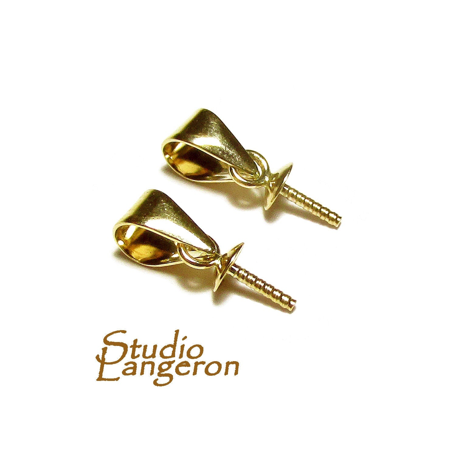 14K Solid gold smooth bail size 5.6x2.8 mm with 3 mm bead cup, Solid gold Bail, Jewelry making, Bail findings, Pendant bail - 1 piece