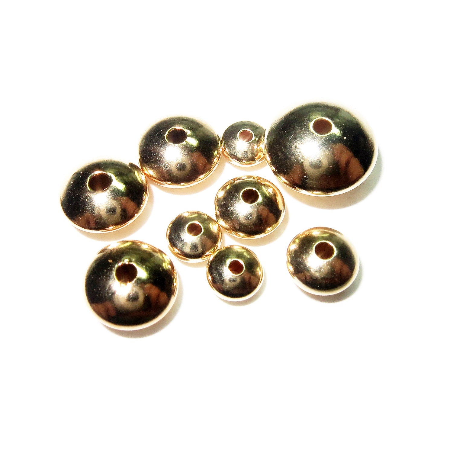 14K gold filled saucer beads size 3.0-17.0 mm, Gold-filled saucer beads, Saucer beads, Jewelry making, Gold filled beads - 1 piece