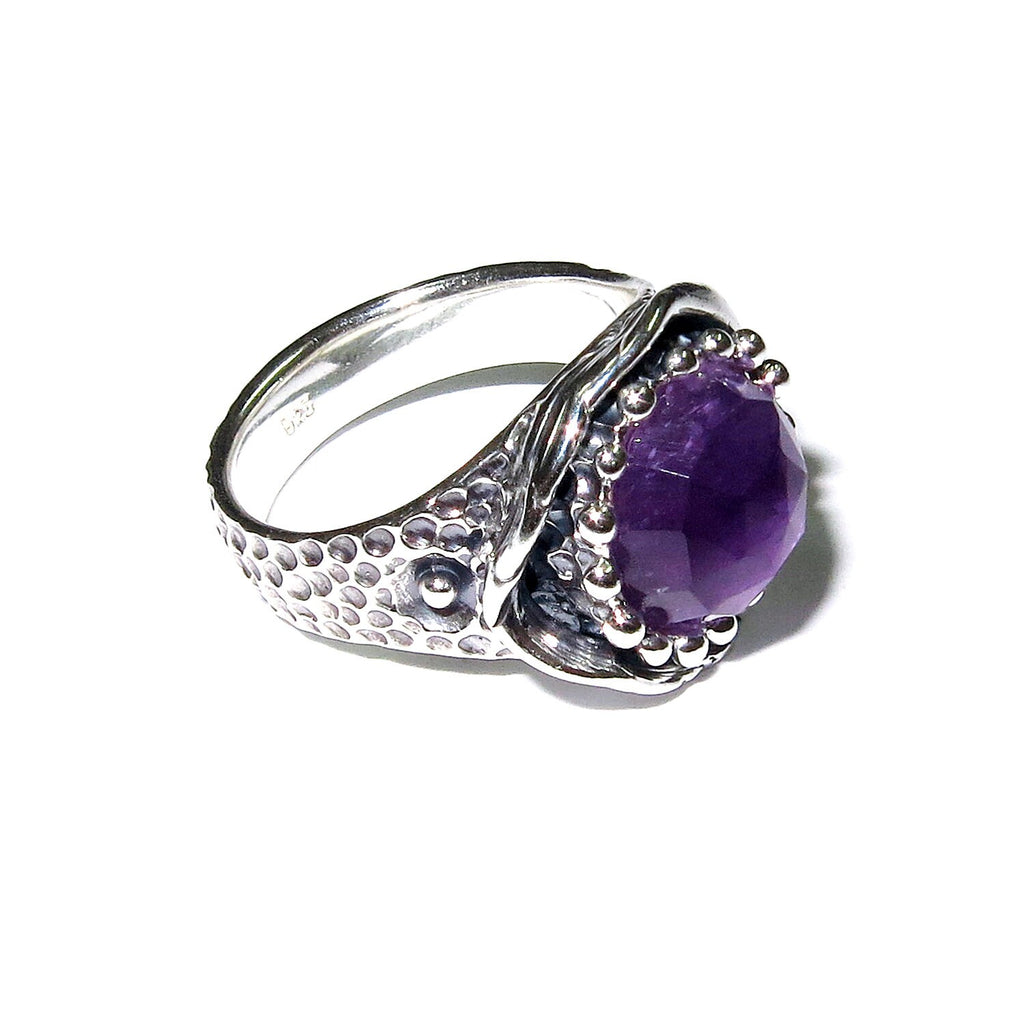 Amethyst ring 925 sterling silver, size 6 1/2, Handmade ring, single copy, Statement ring, Natural amethyst, silver ring, gemstone