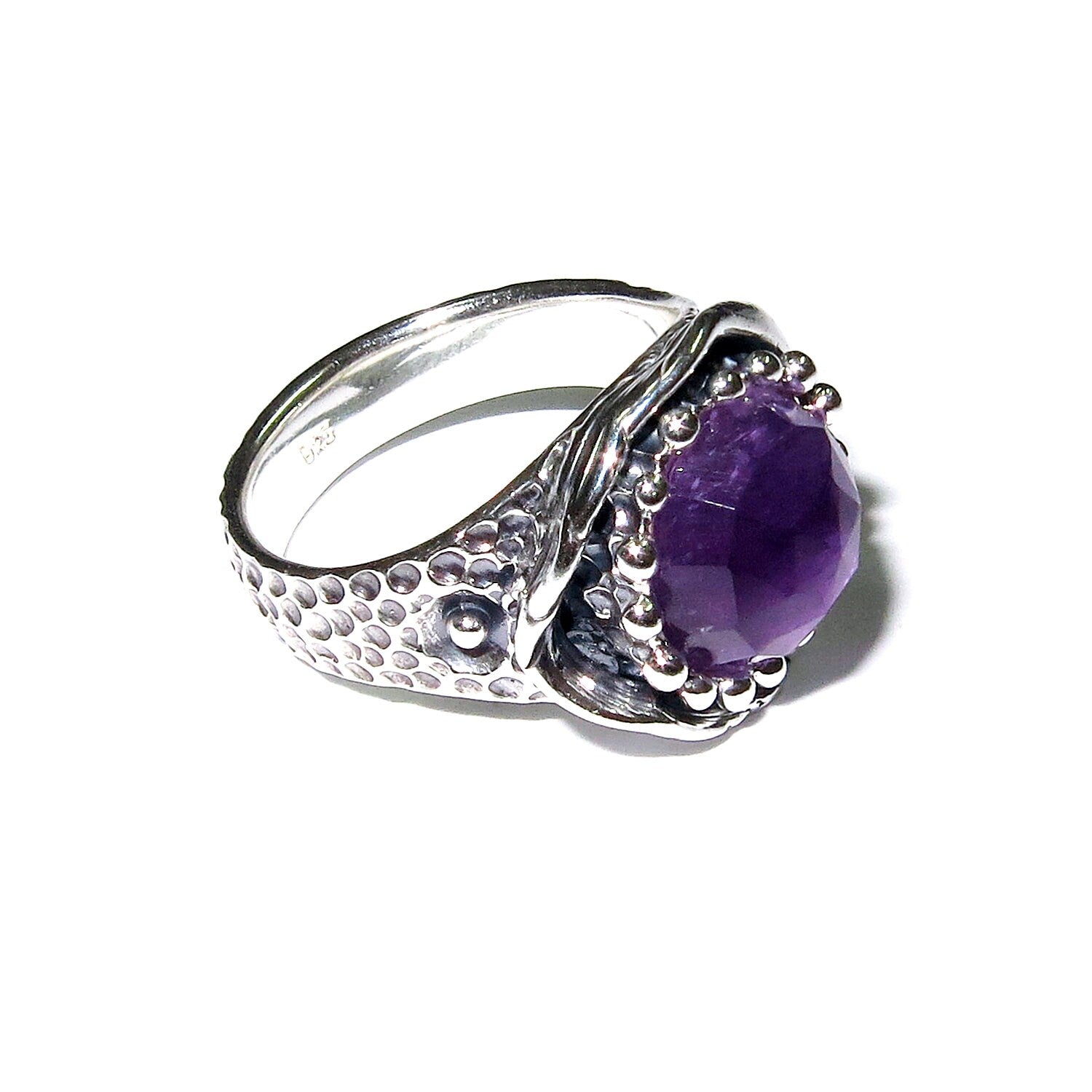 Amethyst ring 925 sterling silver, size 6 1/2, Handmade ring, single copy, Statement ring, Natural amethyst, silver ring, gemstone