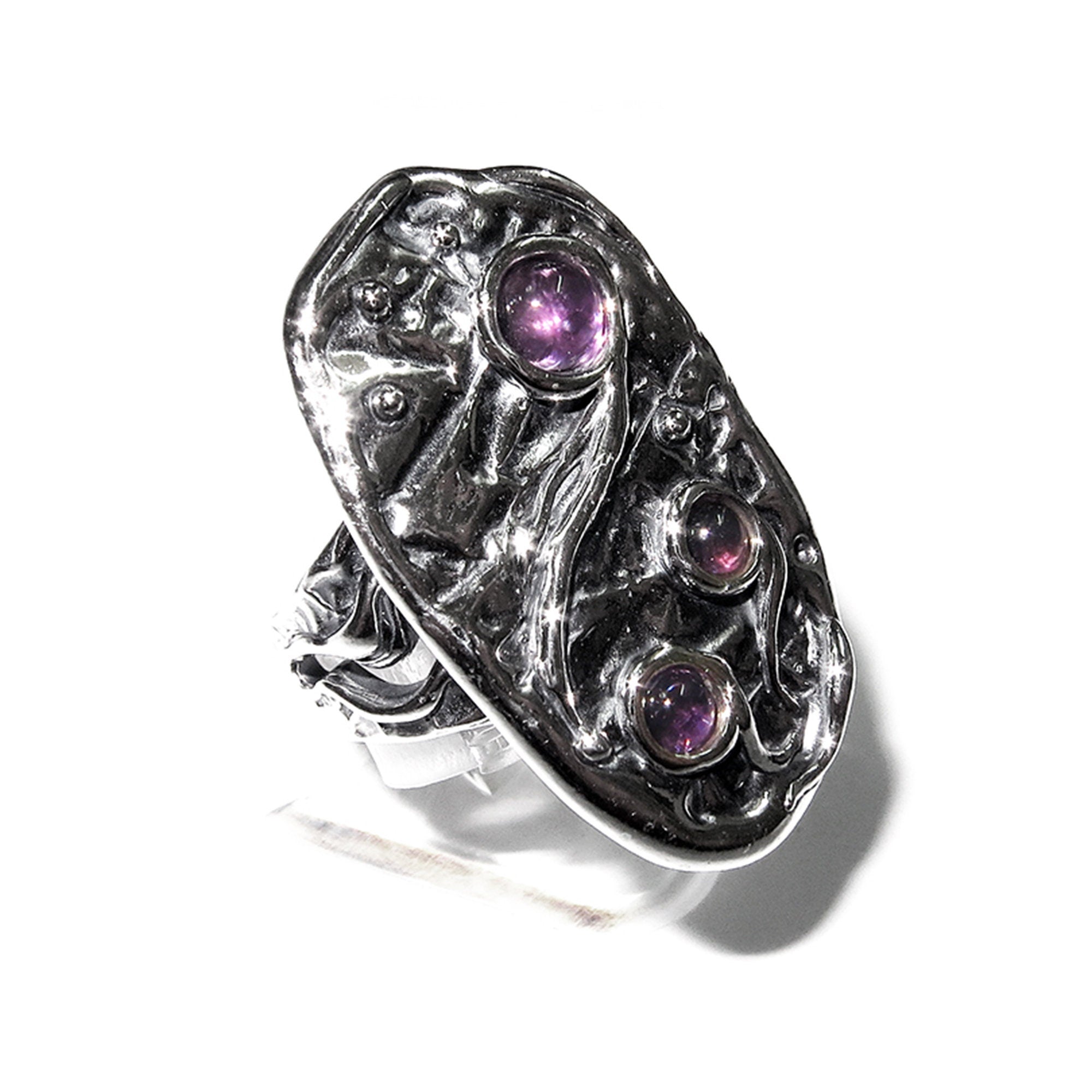 Natural Amethysts ring 925 sterling silver size 6, Handmade ring, single copy, Natural Amethysts, silver ring, Statement ring, Amethyst ring