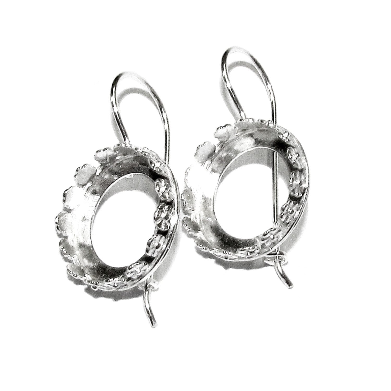 16 mm 925 sterling silver blank earrings with bezel cup, Jewelry making, Setting, bezel cup, base earrings, 925 silver - 1 pair (2 pieces)