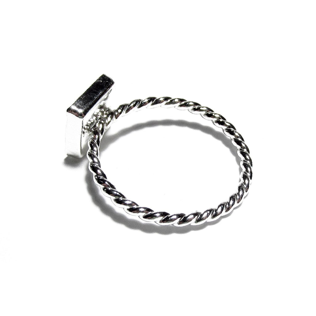 925 sterling silver twisted blank ring with bezel cup 8x8mm size 4, 5, 6, 7, 8, 9, 10, 11, bezel cup, base ring, Jewelry making - 1 piece
