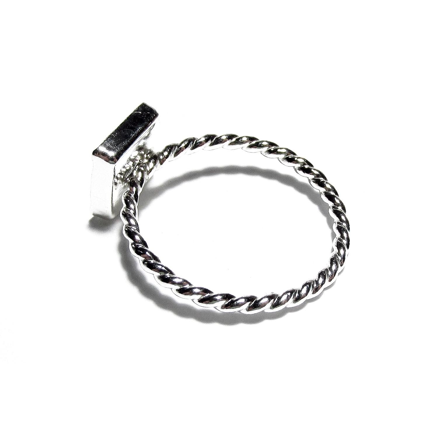 925 sterling silver twisted blank ring with bezel cup 8x8mm size 4, 5, 6, 7, 8, 9, 10, 11, bezel cup, base ring, Jewelry making - 1 piece