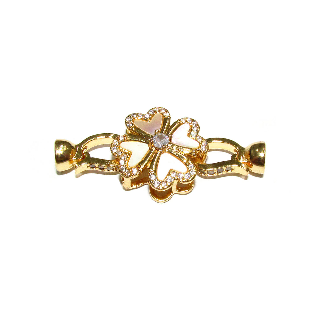 14K Yellow Gold filled Hook Eye Clasps Large with mother of pearl