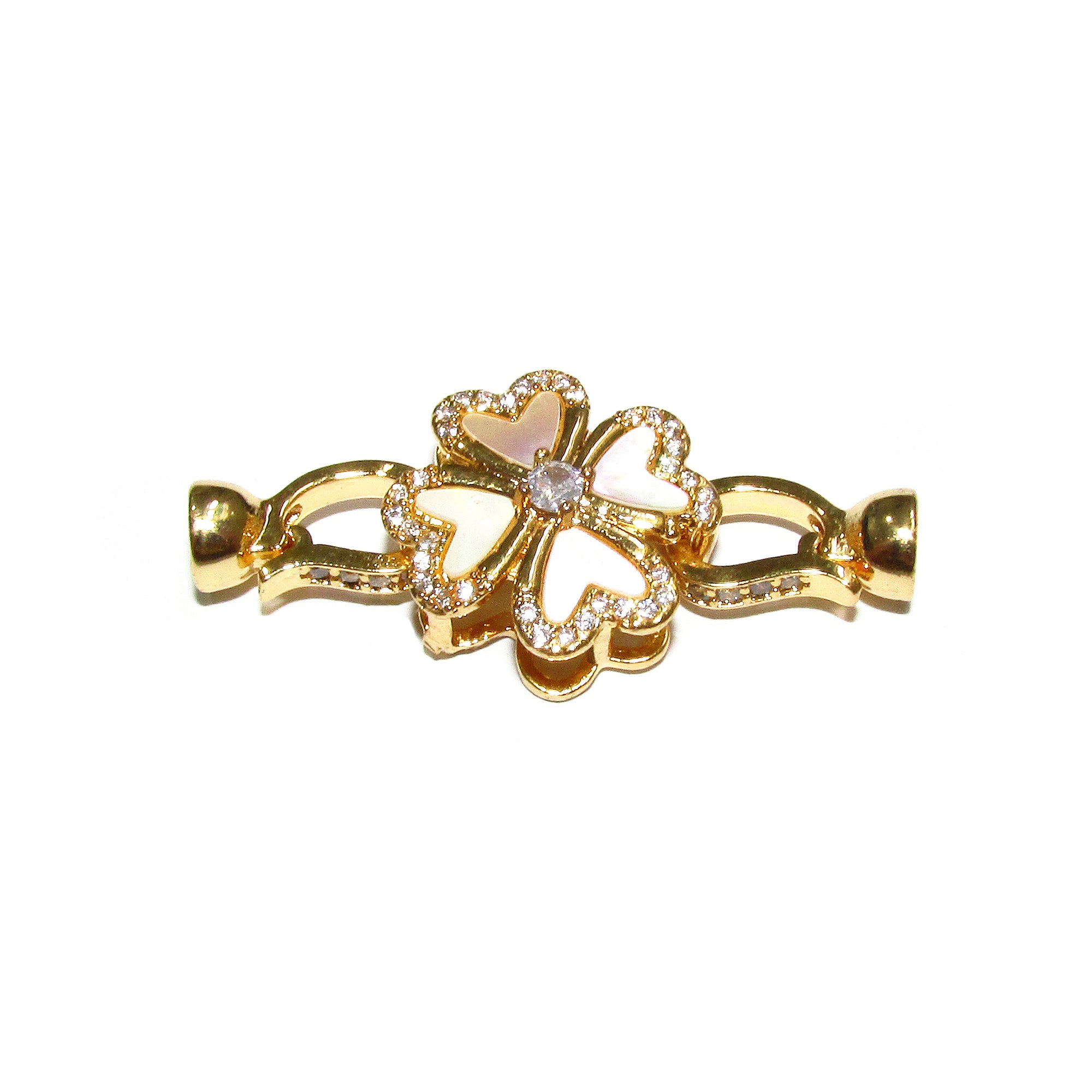 14K Yellow Gold filled Hook Eye Clasps Large with mother of pearl