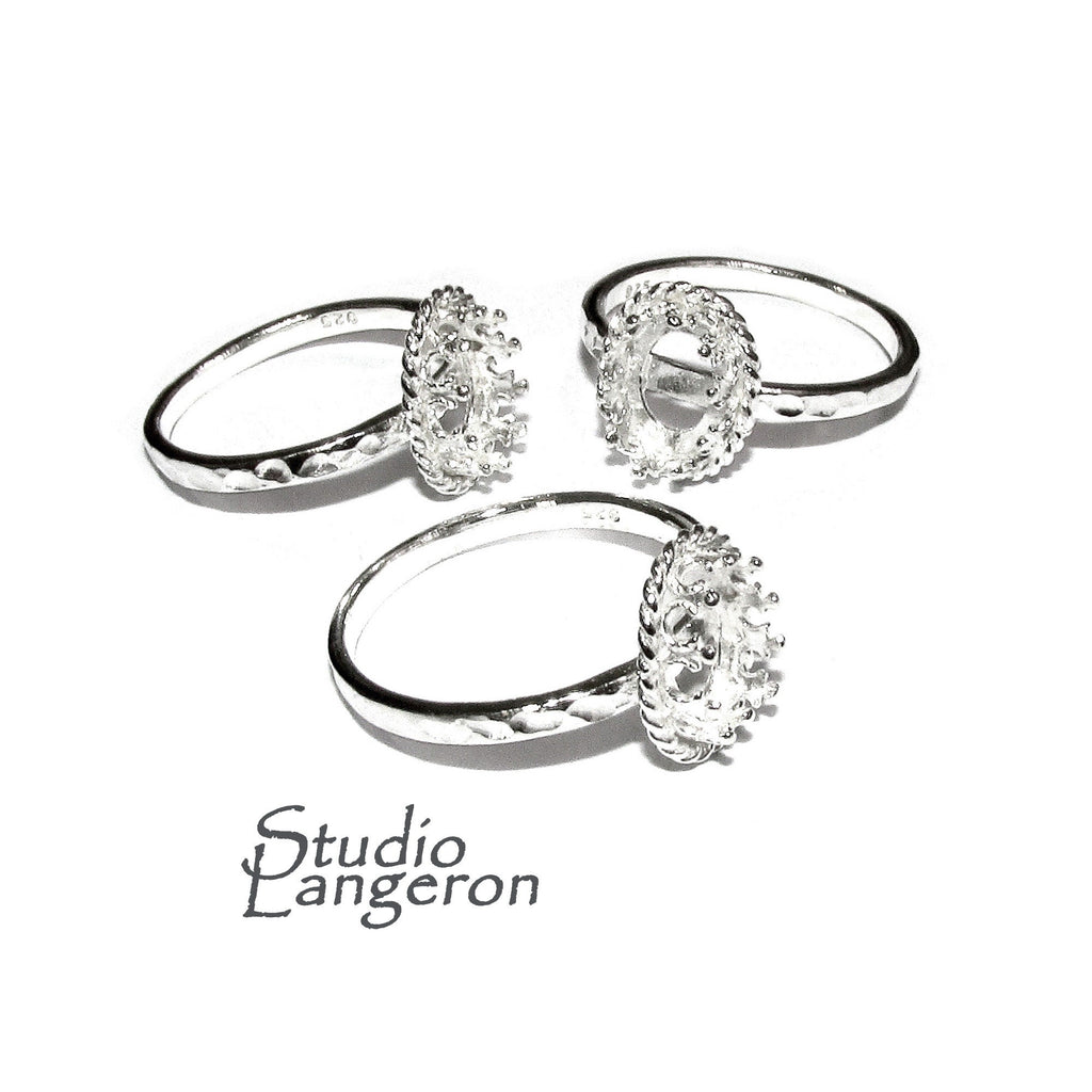 6x8 mm 925 sterling silver blank ring with bezel cup size 5, 6, 7, 8, 9, bezel cup, Setting, blank ring, Jewelry making - 1 piece