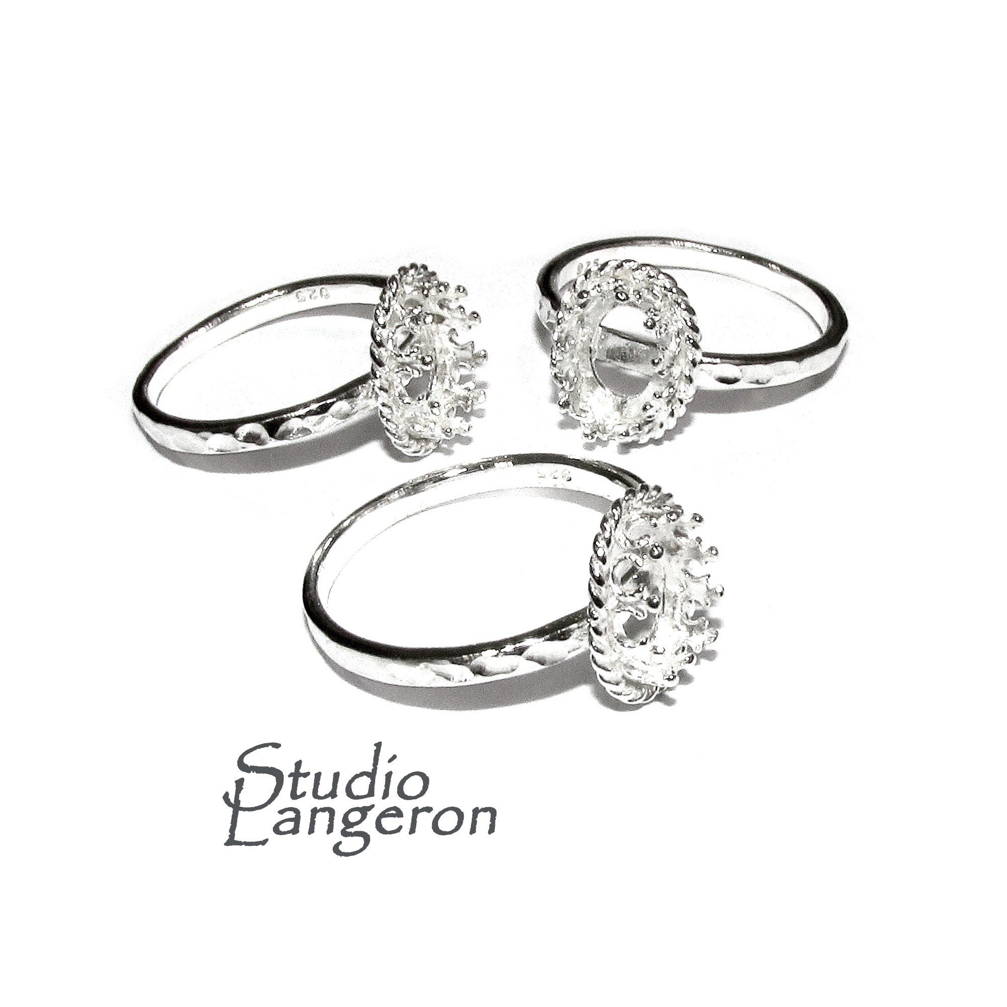 6x8 mm 925 sterling silver blank ring with bezel cup size 5, 6, 7, 8, 9, bezel cup, Setting, blank ring, Jewelry making - 1 piece