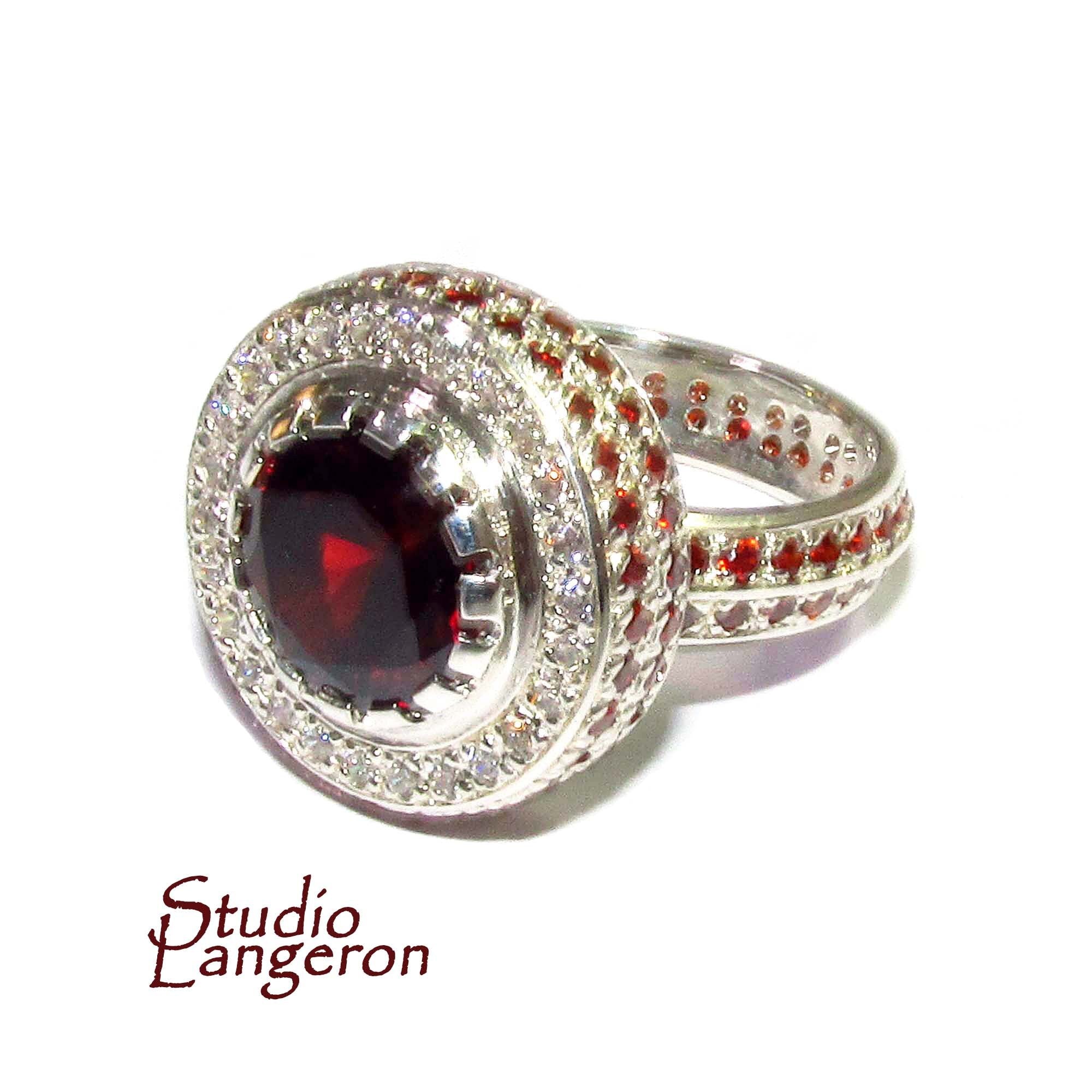 Statement Garnet ring 925 sterling silver size 8, Handmade ring, single copy, sterling silver, Garnet ring,  silver ring, red gemstone