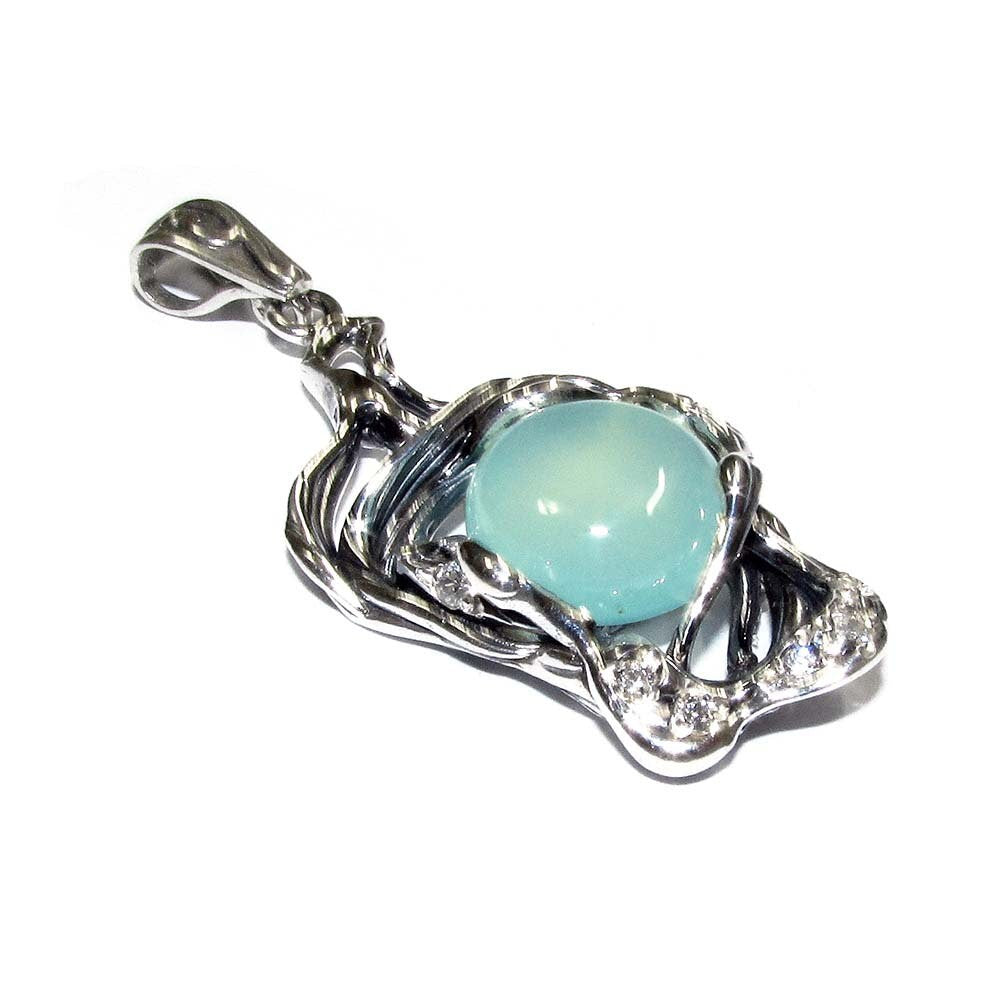 Aqua chalcedony blue pendant 925 sterling silver size 3.8x2.0 cm, single copy, Aqua chalcedony pendant, Handmade pendant, Blue, Gift