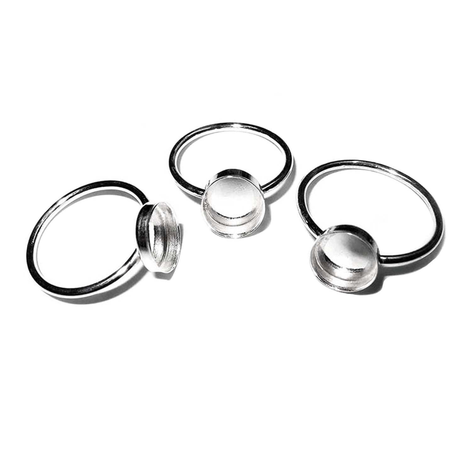 925 Sterling silver blank ring with bezel cup 8x10 mm size 4, 5, 6, 7, 8, 9, 10, 11, Jewelry making, bezel cup, base ring, Setting - 1 piece