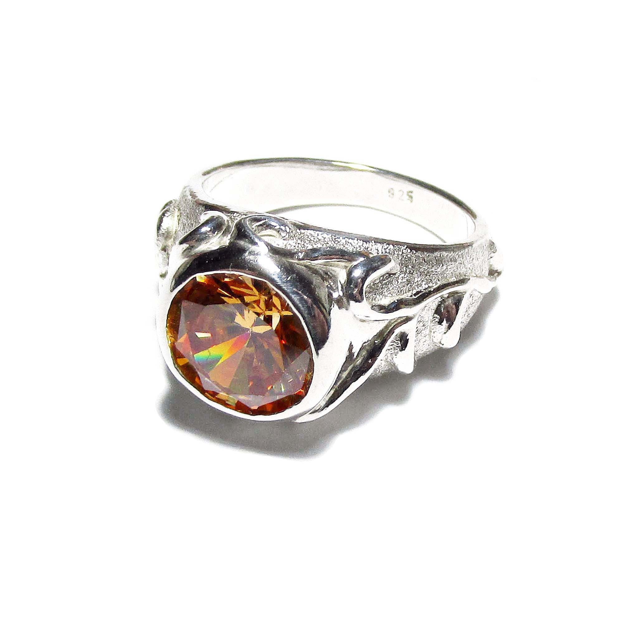 Champagne topaz ring 925 sterling silver size 5, handmade ring, single copy, Statement ring, Champagne topaz, silver ring, gemstone