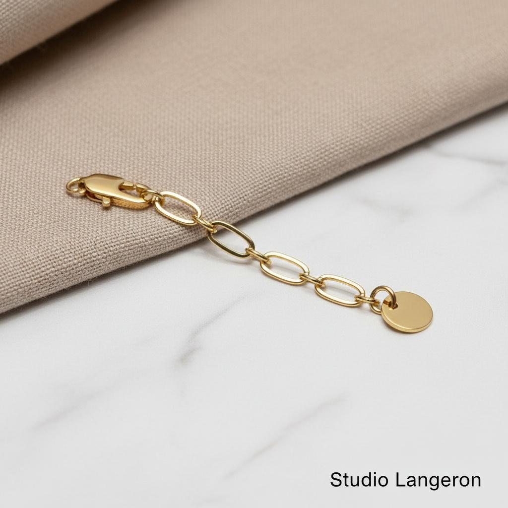 14K Gold Filled Extension Chain size 6cm, oval chain 7.5x4.0mm, lobster clasp 13mm - 1 piece