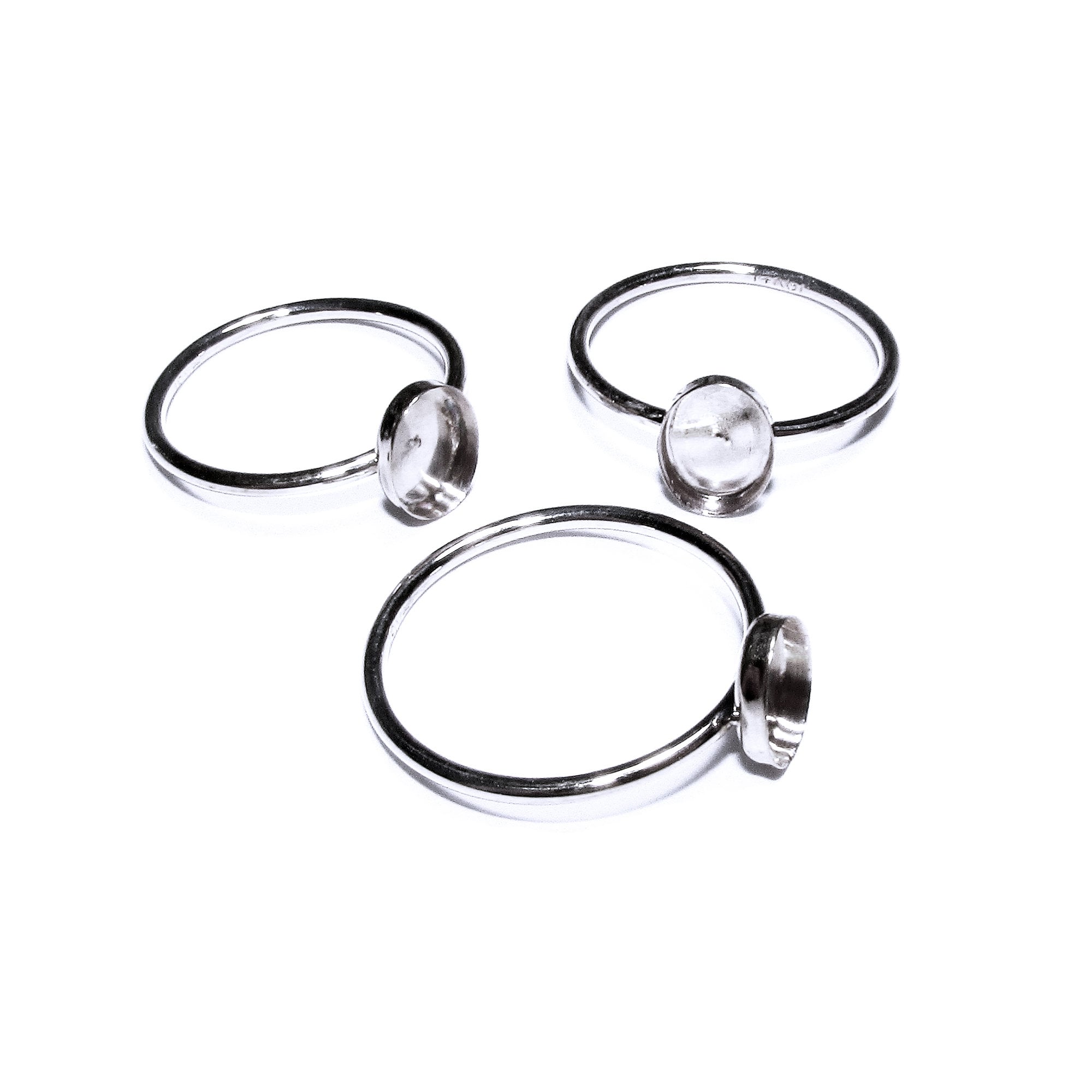 925 Sterling silver blank ring with bezel cup 6x8 mm size 4, 5, 6, 7, 8, 9, 10, 11, Jewelry making, bezel cup, base ring, Setting - 1 piece
