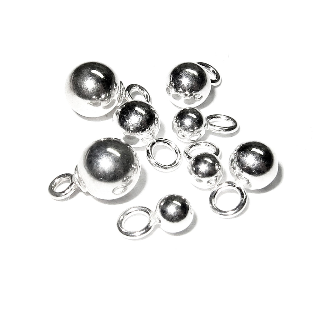925 sterling silver round shiny beads with closed ring size 3.0-10.0 mm, Silver beads with loop, Jewelry making, Silver findings - 1 piece