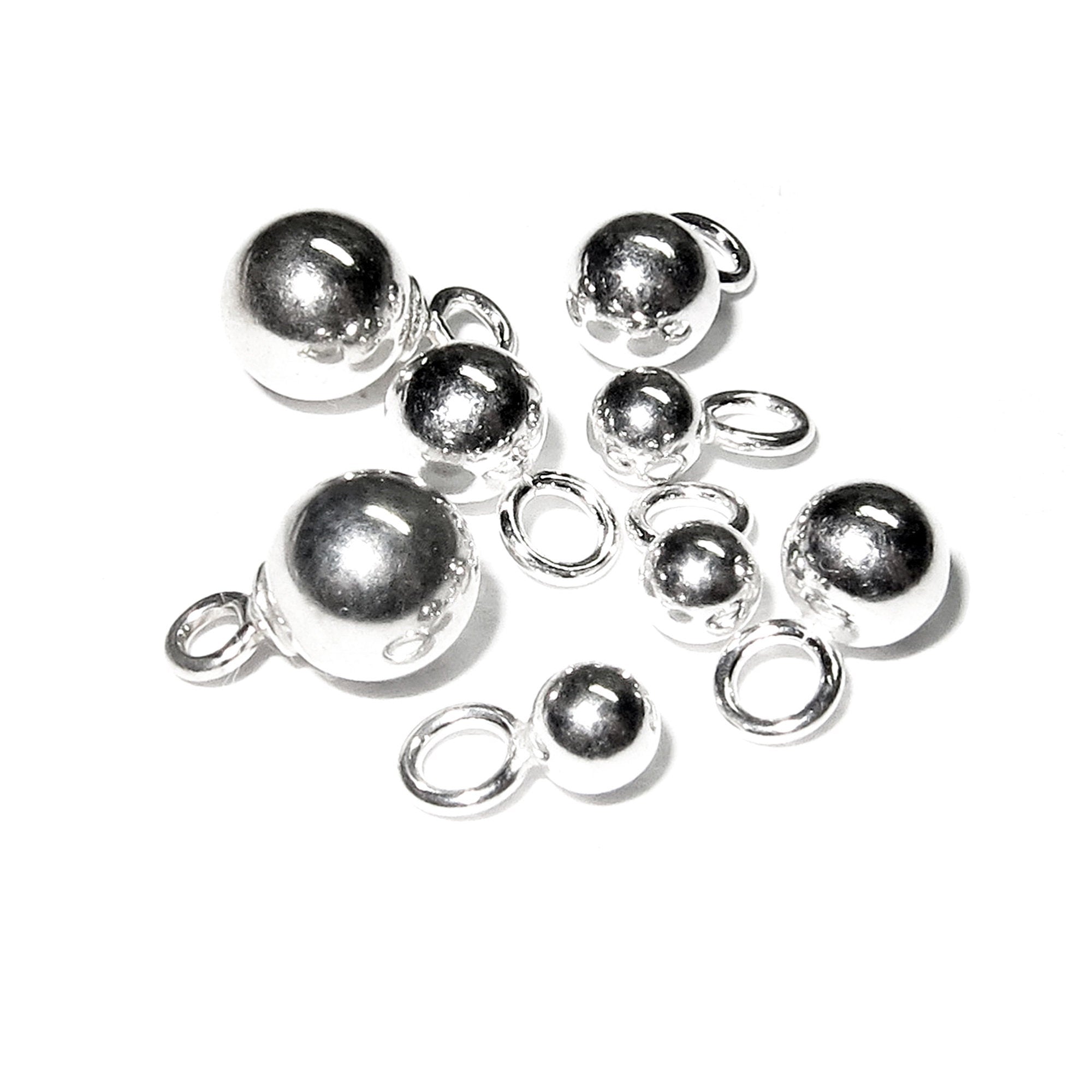 925 sterling silver round shiny beads with closed ring size 3.0-10.0 mm, Silver beads with loop, Jewelry making, Silver findings - 1 piece