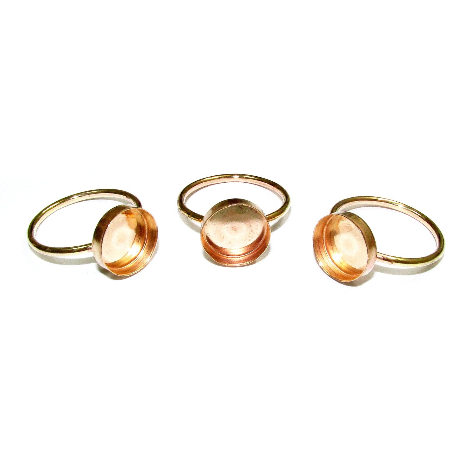14K Yellow gold filled blank ring with bezel cup 12mm size 4 - 11, Base ring, Gold filled ring, bezel cup, Setting, Jewelry making - 1 piece