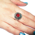 Statement Opal ring 925 sterling silver size 7, Handmade ring, single copy, 925 sterling silver, Natural red opal, silver ring, gemstone
