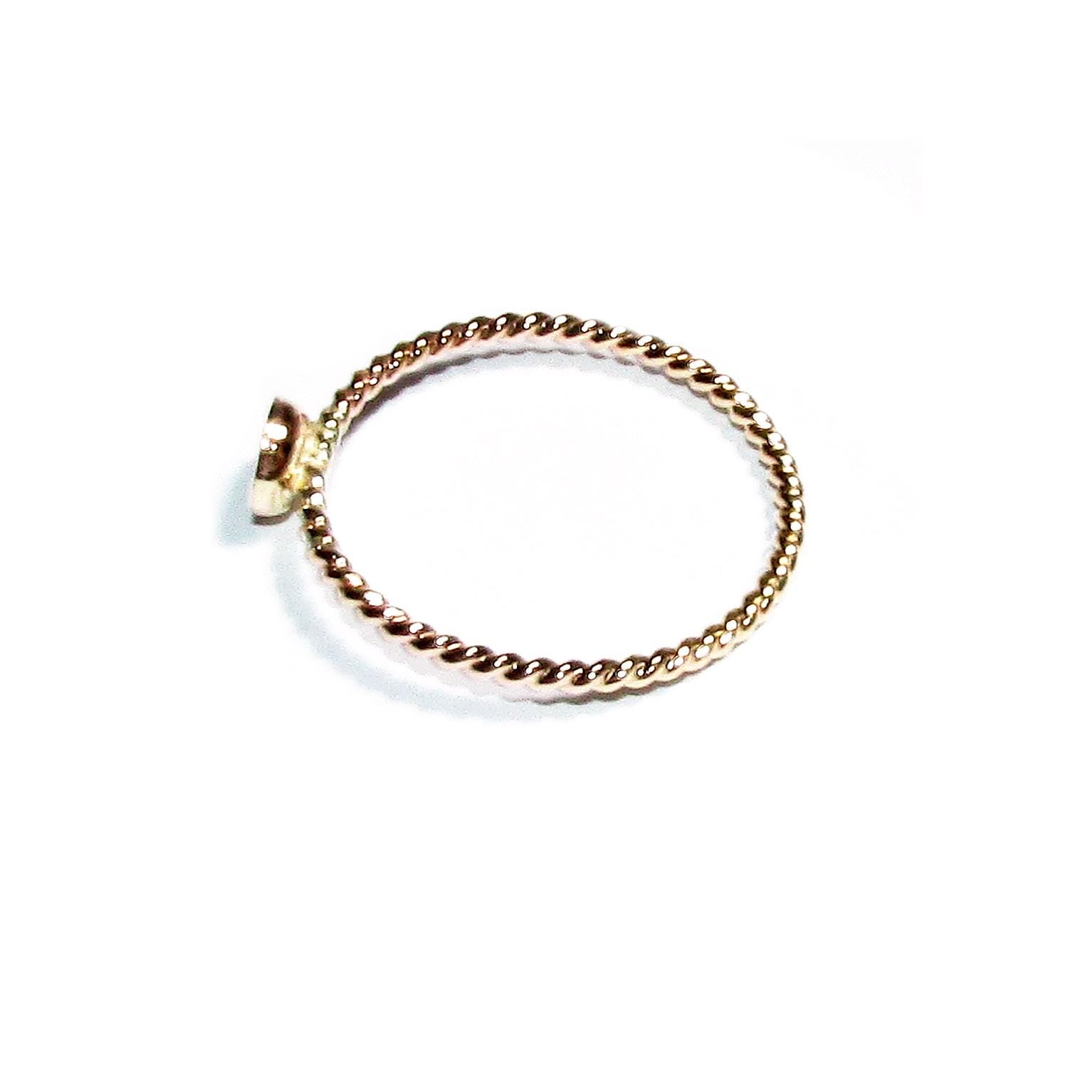 14K Yellow gold filled twisted blank ring with bezel cup 5mm size 4 - 11, Jewelry making, Mounting ring, bezel cup - 1 piece
