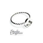 925 sterling silver twisted blank ring with bezel cup 8 mm size 4, 5, 6, 7, 8, 9, 10, 11, bezel cup, base ring, Jewelry making - 1 piece