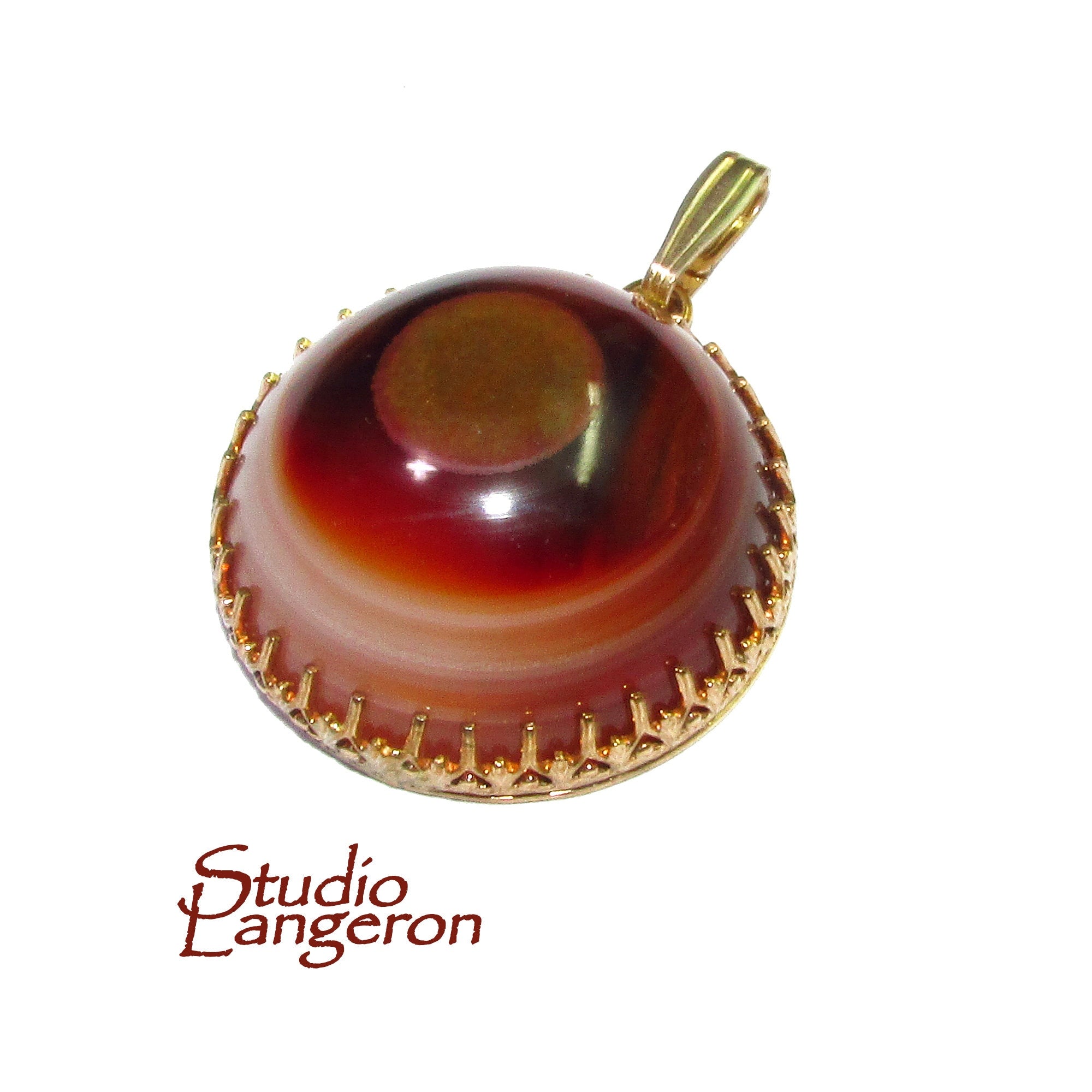 Picture Agate pendant 14K Yellow gold filled size 2.8 cm, Handmade pendant, single copy, Natural Picture Agate, Handmade pendant gold filled