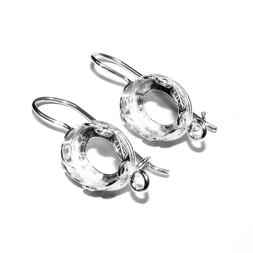 8x10 mm size 925 sterling silver blank earrings with bezel cup, Setting, bezel cup, base earrings, Jewelry making - 1 pair (2 pieces)