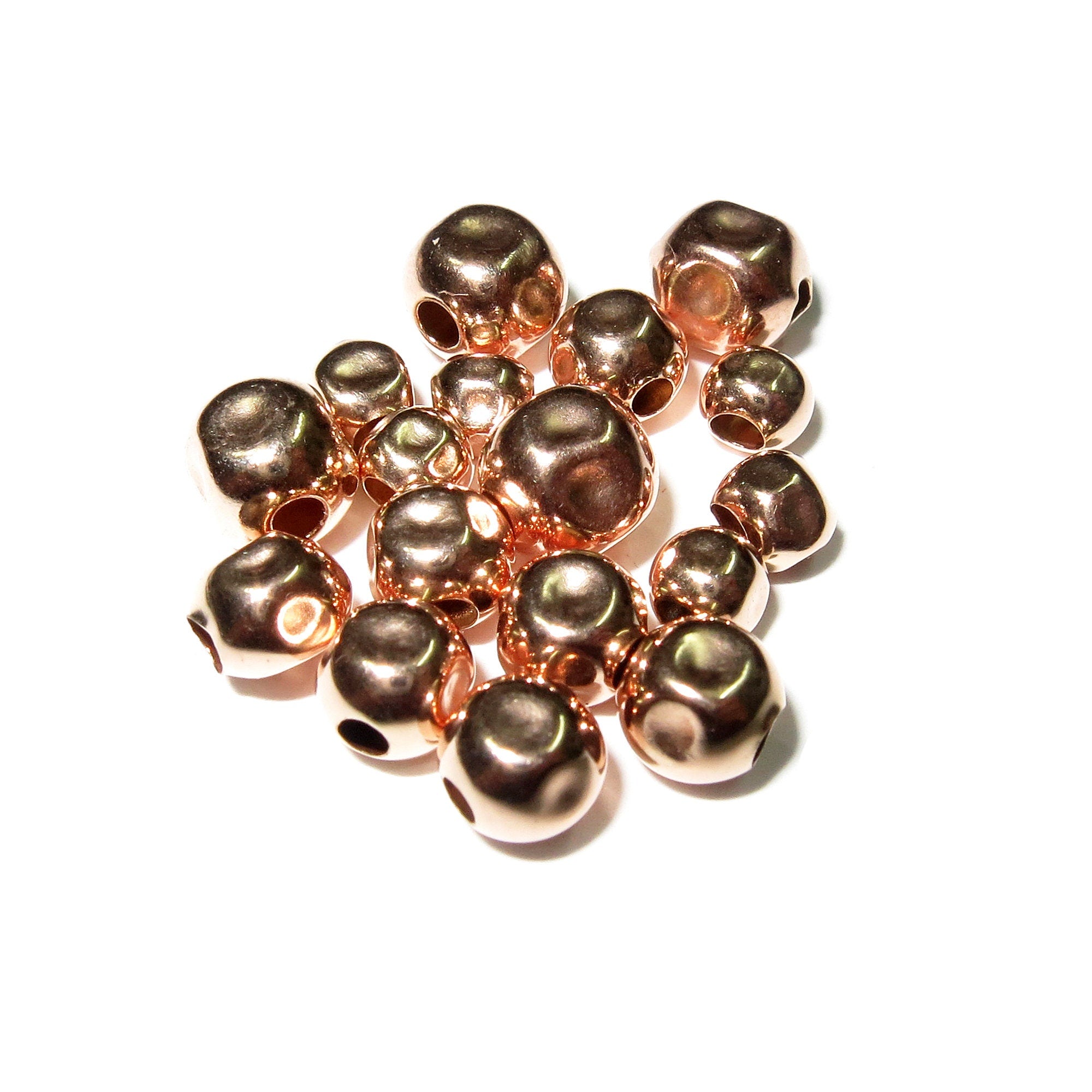 14K Rose gold filled hammered beads size 3.0-12.0 mm, Hammered gold filled beads, Jewelry making, Rose gold filled beads - 1 piece