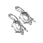 925 sterling silver blank earrings with oval bezel cup size 8x10-10x14mm, model 1231, Jewelry making, Setting, bezel cup - 1 pair (2 pieces)