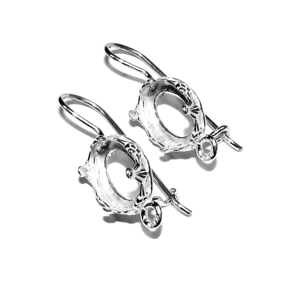 925 sterling silver blank earrings with oval bezel cup size 8x10-10x14mm, model 1231, Jewelry making, Setting, bezel cup - 1 pair (2 pieces)
