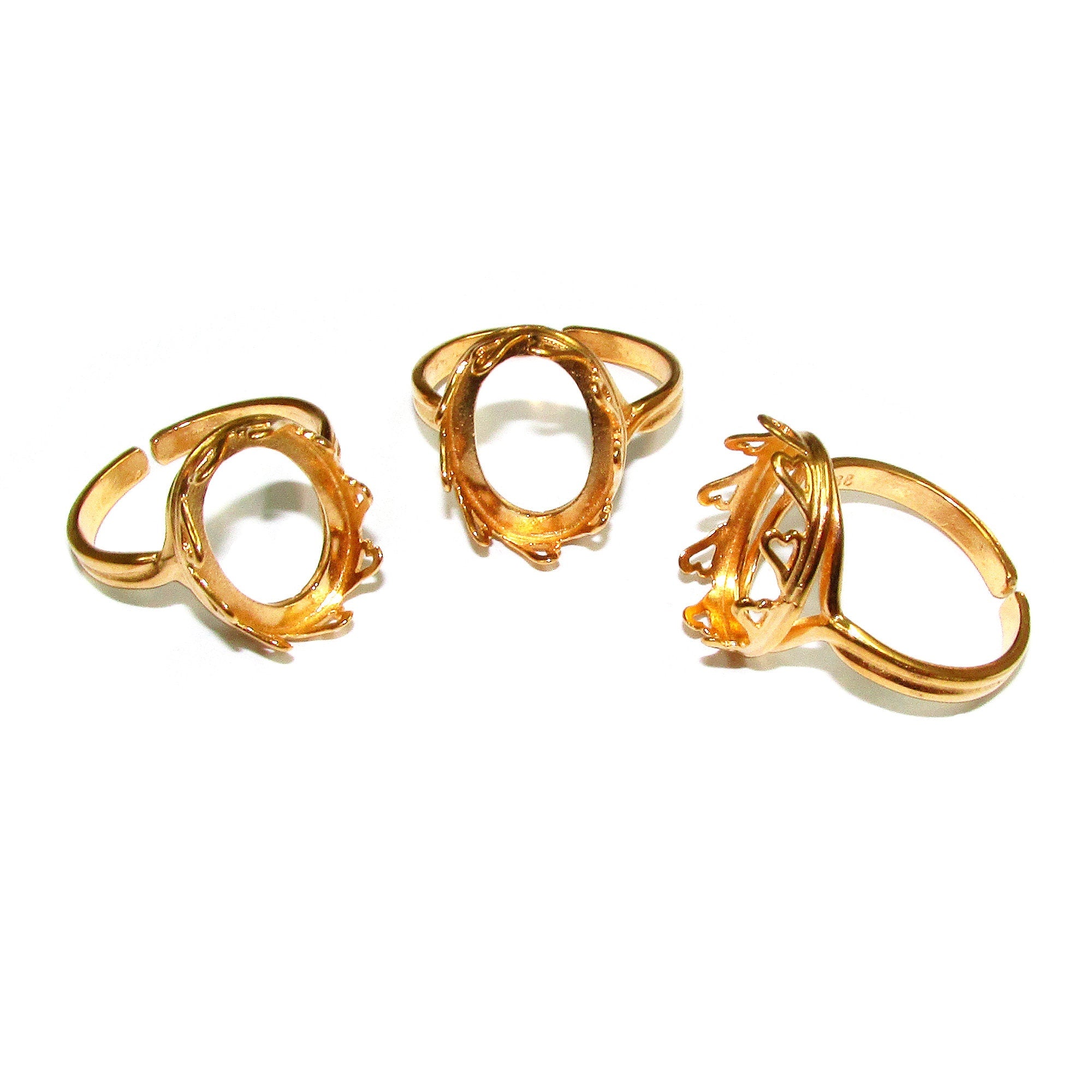 14K Yellow gold filled open blank ring with bezel cup 12x16 mm, base ring, bezel cup, jewelry making, ring gold filled - 1 piece