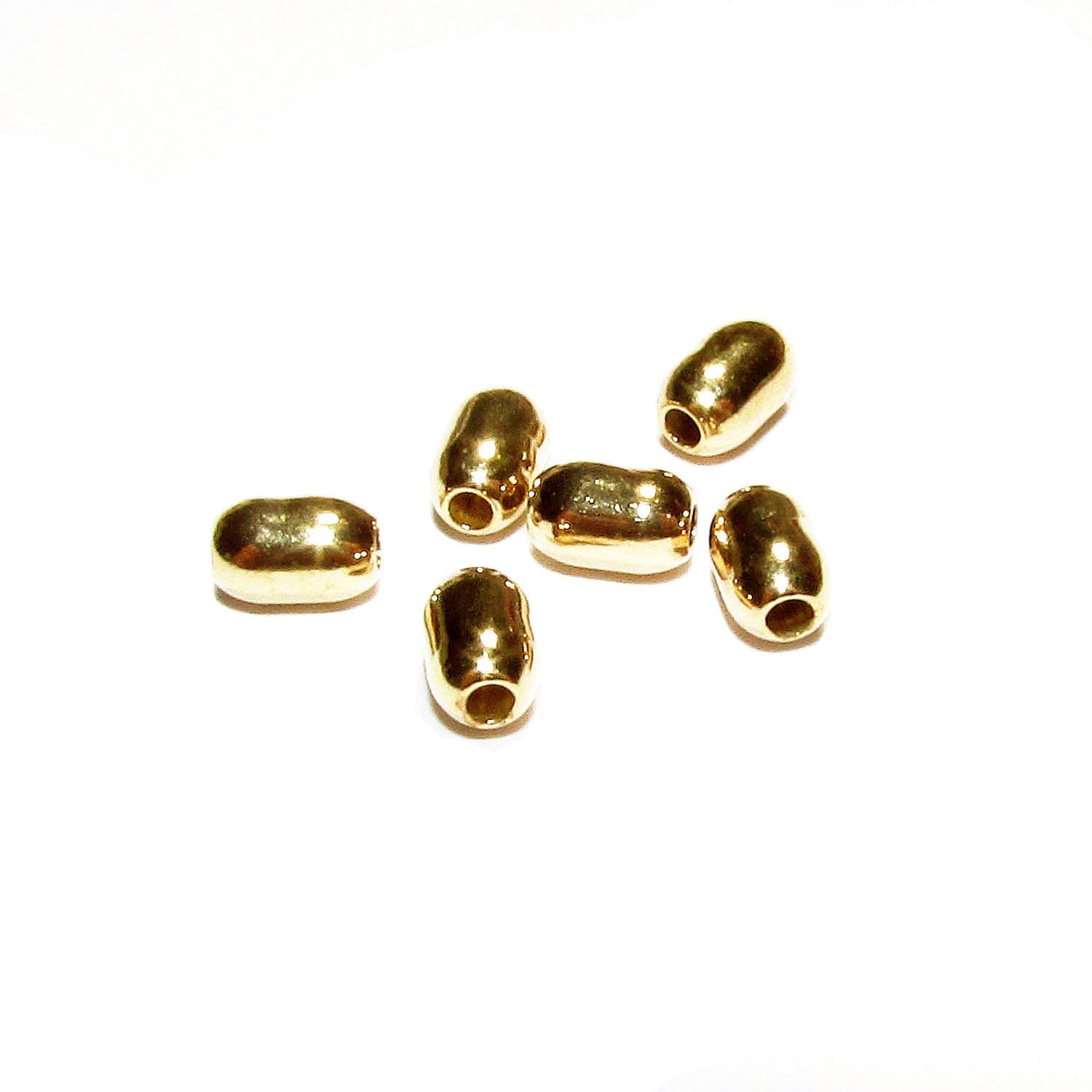 14K solid gold seamless oval beads size 3.0x5.0 mm, solid gold beads, oval beads, Jewelry making, 14K solid gold, Gold beads - 1 piece