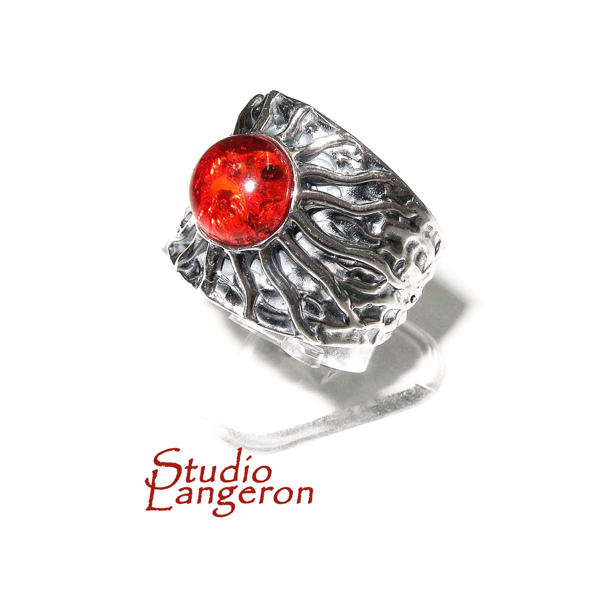 Statement Madagascar Copal ring 925 sterling silver size 7, Handmade ring, single copy, 925 Sterling silver, Madagascar Copal, gemstone