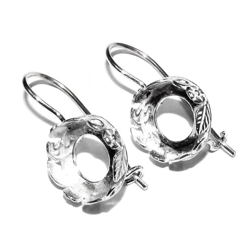 10 mm 925 sterling silver blank earrings with bezel cup, Jewelry making, Setting, bezel cup, base earrings, Silver - 1 pair (2 piece)