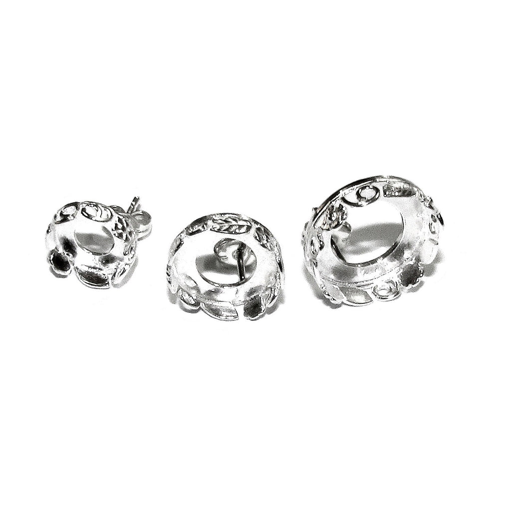 925 Sterling Silver Blank earrings size 8, 10, 12 mm, Bezel cup, Post Earring Mountings, Base earrings, Jewelry making - 1 pair (2 pieces)