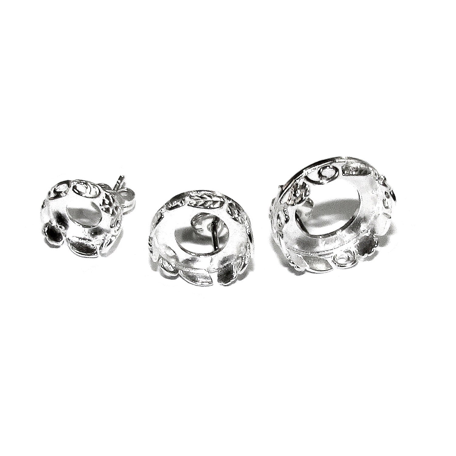 925 Sterling Silver Blank earrings size 8, 10, 12 mm, Bezel cup, Post Earring Mountings, Base earrings, Jewelry making - 1 pair (2 pieces)