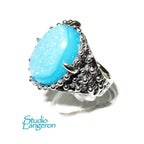 Druse agate ring 925 sterling silver size 8 1/2, Handmade ring, single copy, sterling silver, Druse agate, silver ring, Statement ring