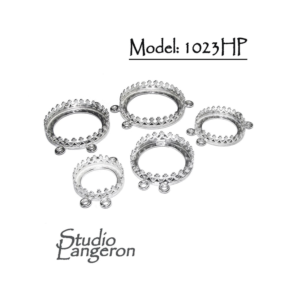 925 Sterling Silver Round Bezel Cup Settings with 4 rings, size 12, 14, 16, 18, 20 mm, Bezel cup, Jewelry making, Round bezel cup - 1 piece