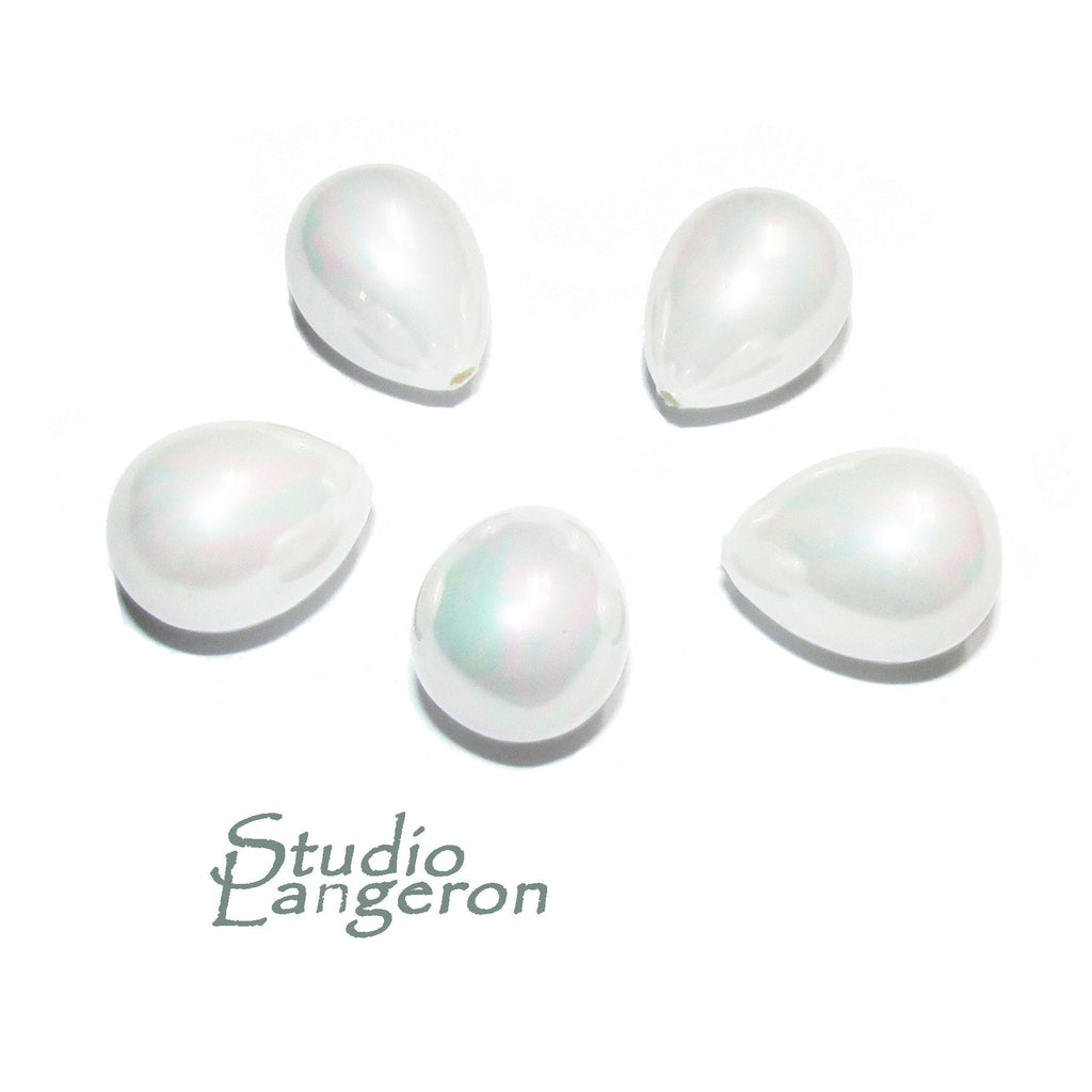 Natural Sea shell pearl Teardrop half drilled Beads size 12x16 mm, Natural shell pearl Matching Half Drilled Beads, Jewelry making - 1 piece