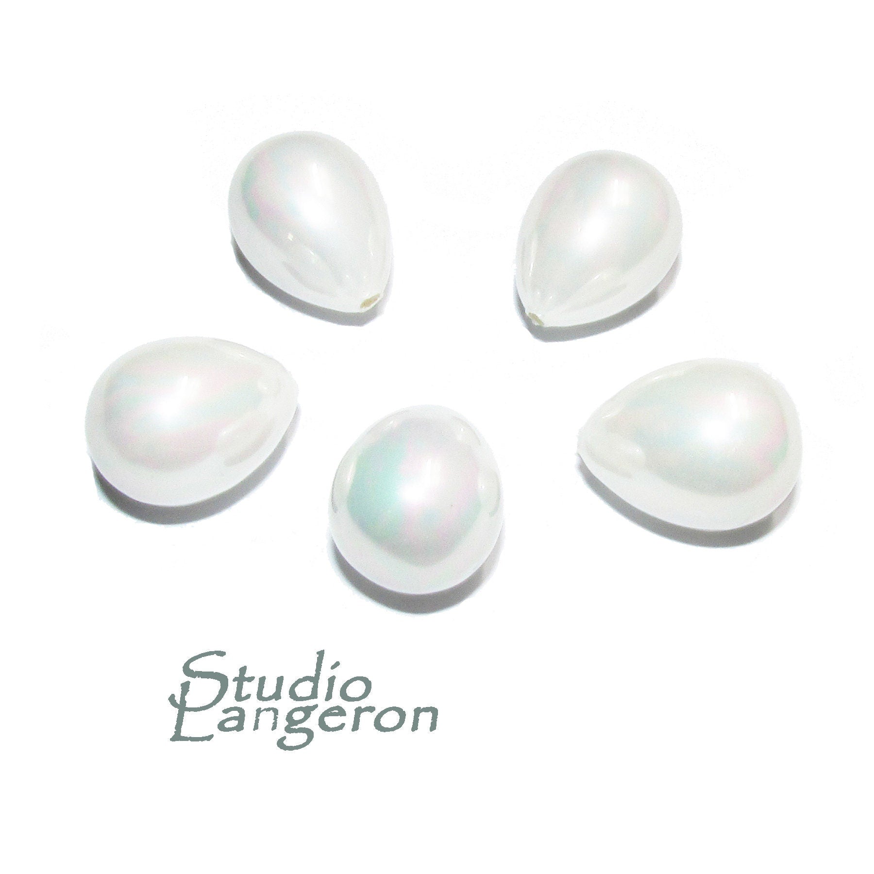 Natural Sea shell pearl Teardrop half drilled Beads size 12x16 mm, Natural shell pearl Matching Half Drilled Beads, Jewelry making - 1 piece