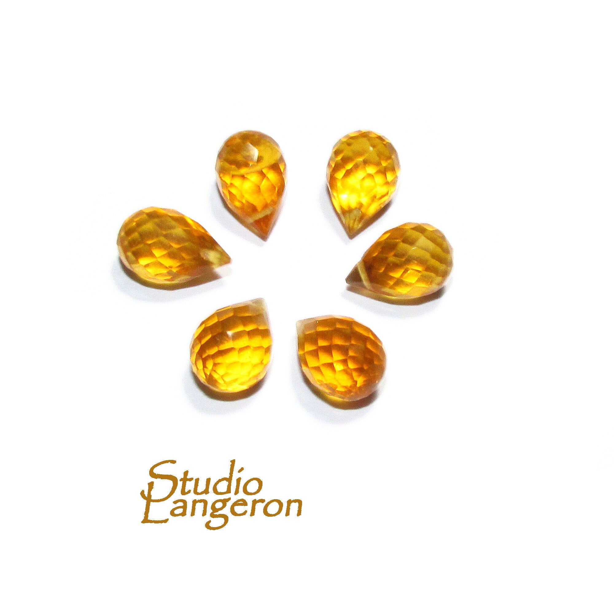 Natural Citrine Teardrop faceted Beads size 10x7 mm, Citrine Gemstone, Jewelry making, Natural Gemstone Teardrop beads - 1 piece