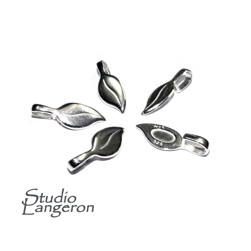925 Sterling silver large Glue-on Flat Pad Pendant Bails, sterling silver Bail, Bail finding, Glue-on bail, Jewelry making - 1 piece