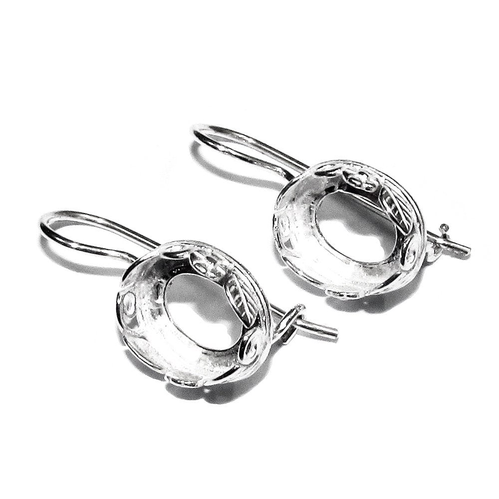 8x10 mm 925 sterling silver blank earrings with oval bezel cup, Setting, oval bezel cup, base earrings, Jewelry making - 1 pair (2 piece)