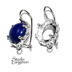 925 sterling silver blank earrings with bezel cup and closet ring size 8 - 14mm, model 1231H, Jewelry making, Setting - 1 pair (2 pieсes)