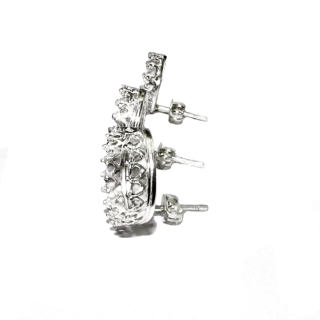 925 Sterling Silver Blank earrings size 8x8, 10x10, 12x12 mm, cushion Bezel cup, Jewelry making, Setting, Base Earrings - 1 pair (2 pieces)