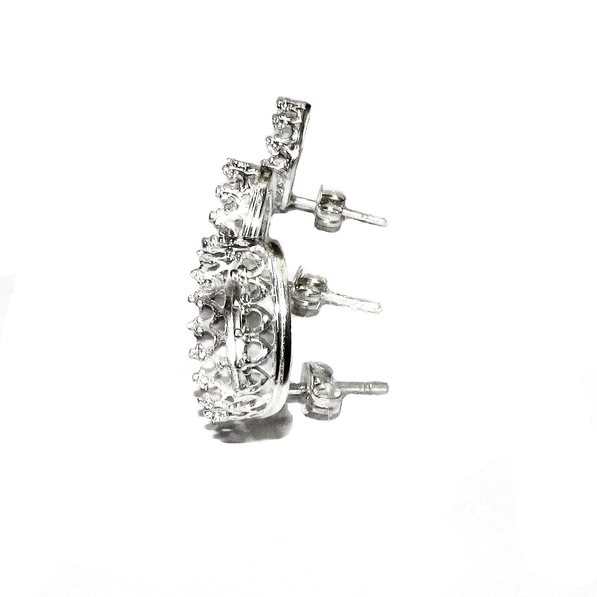 925 Sterling Silver Blank earrings size 8x8, 10x10, 12x12 mm, cushion Bezel cup, Jewelry making, Setting, Base Earrings - 1 pair (2 pieces)