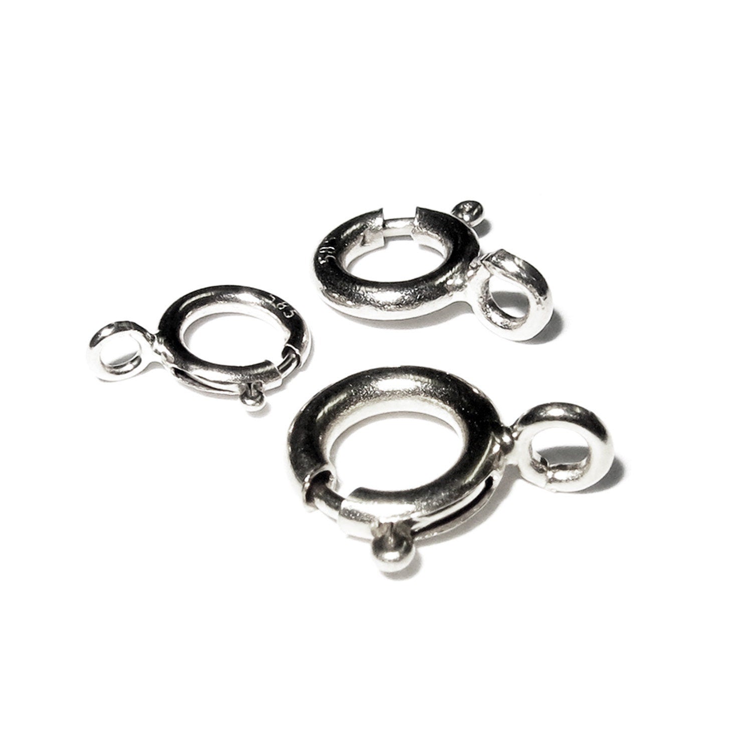 14K White Solid Gold Spring Ring Clasp sizes 5, 6, 7 mm, Jewelry making, 14K Gold spring ring clasps, 14K Solid gold, Gold clasp  - 1 piece