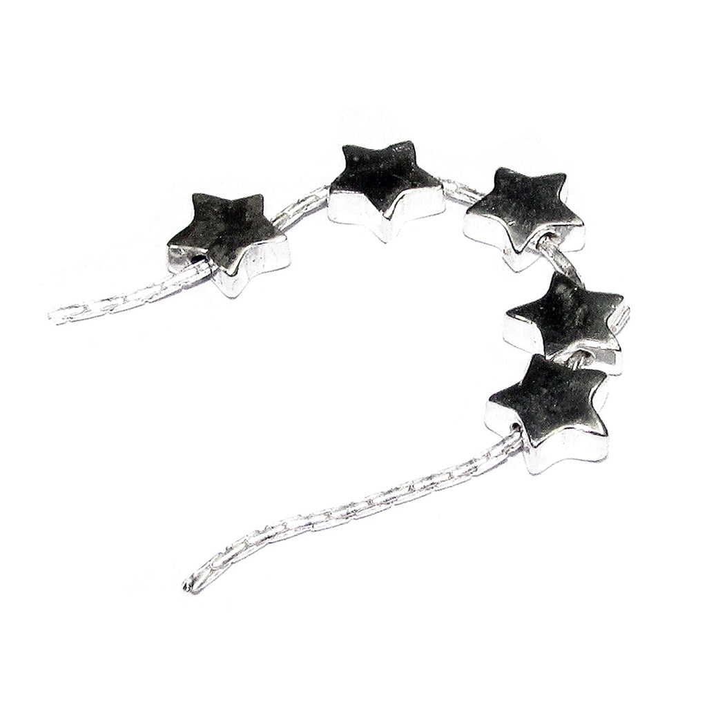 925 Sterling silver flat star beads for bracelet size 6.7x2.5 mm, Flat beads, Jewelry making,  Silver beads, Beads for bracelet - 1 piece